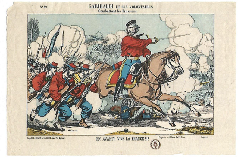 « En avant ! Vive la France !!! », lithographie couleur, Épinal, Pinot & Sagaire, 1871, Museo Nazionale del Risorgimento (Rome). DR.