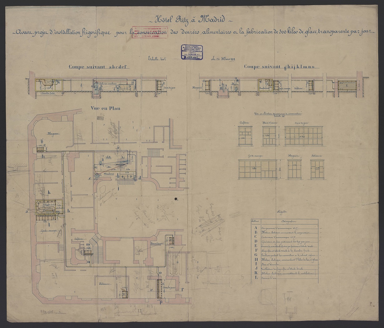 Hôtel Ritz (Madrid), installation frigorifique n°7, Fives-Cail-Babcock et anciennes sociétés absorbées, ANMT, 1994 10 1865.