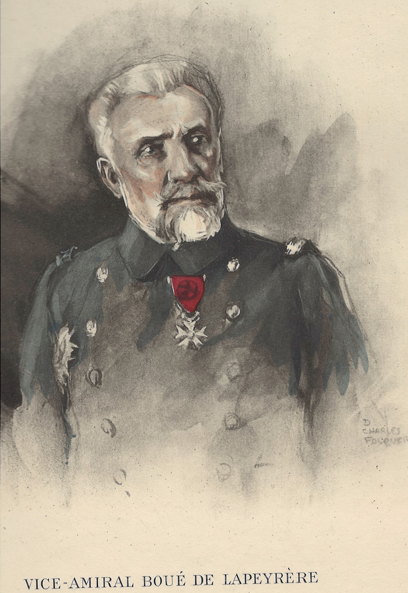 2-L’amiral Boué de Lapeyrère : Commandant en chef interallié en Méditerranée d’août 1914 à octobre 1915. Gravure extraite de La Guerre navale racontée par nos amiraux.