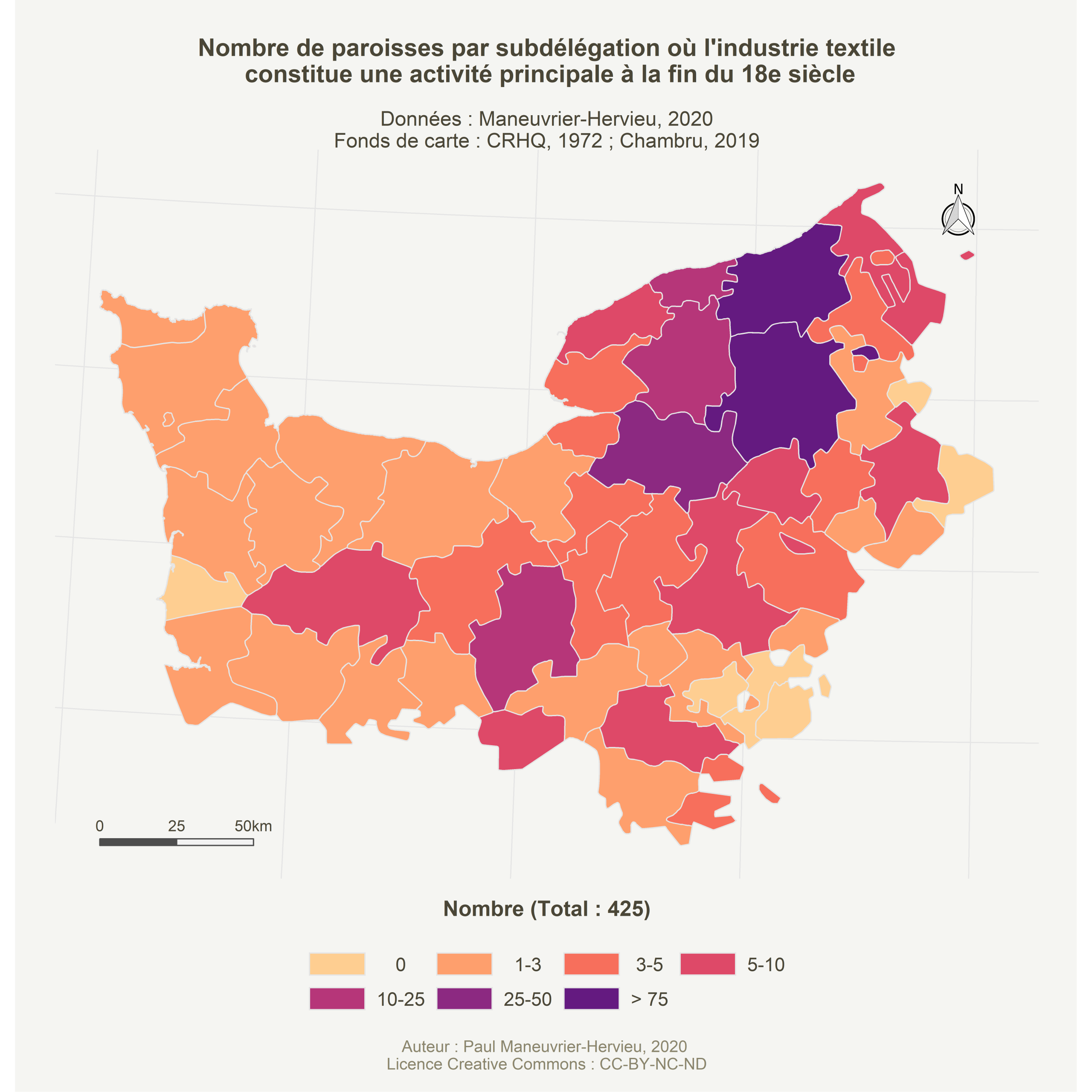Figure 8 : L’industrie textile en Normandie à la fin du 18e siècle