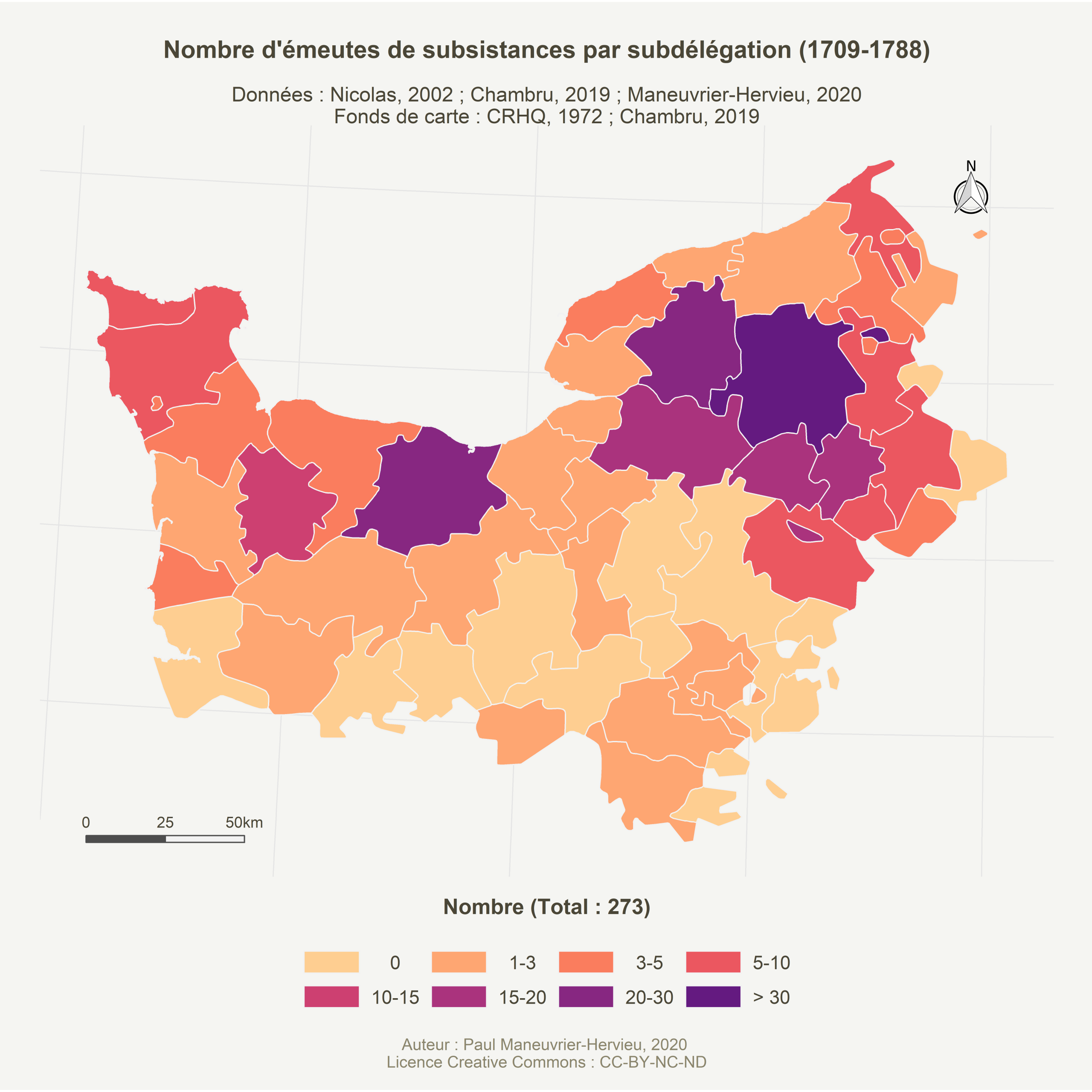 Figure 7 : Les émeutes de subsistances en Normandie au 18e siècle